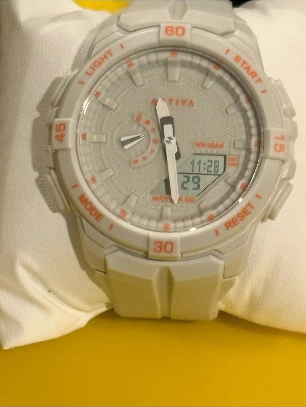 Activa White and Orange Sport Digital-Analog Watch